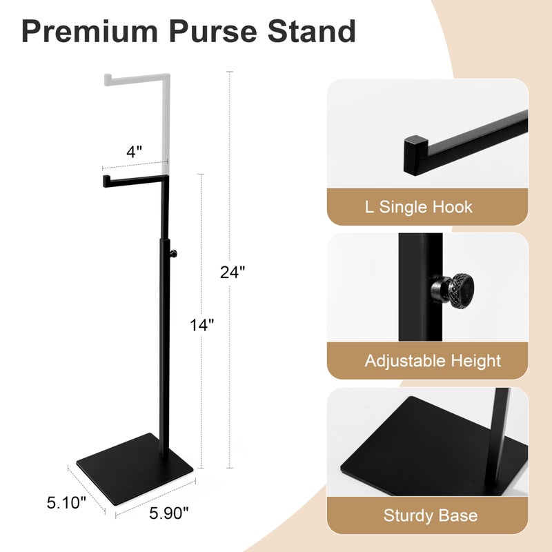 Elitnus Black Bag Handbag Display Stand - Set of 2 Retail Countertop Adjustable Height Purse Display Stands Rack - Metal Purse Display Holder for Trade Show - Image 3